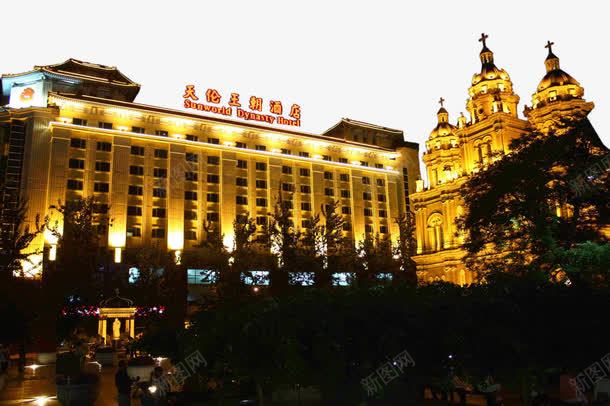 北京天伦王朝酒店夜景psd设计背景_新图网 https://ixintu.com 五星 五星酒店 旅游 服务 酒店