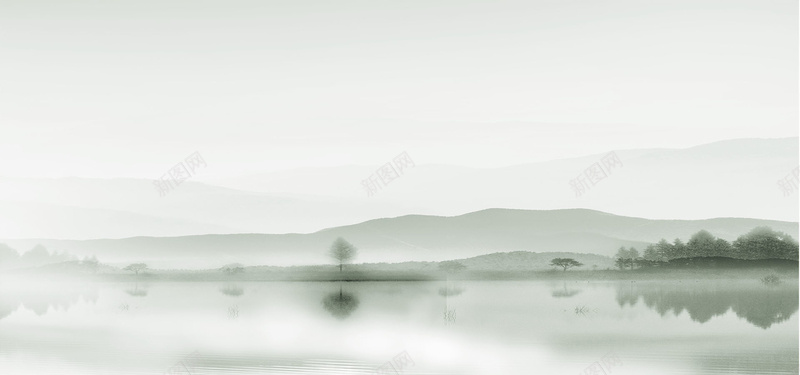 山水水墨画psd设计背景_新图网 https://ixintu.com 中国风 古风 复古 山水 水墨 海报banner