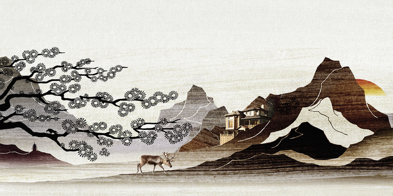 地产文化海报背景psd设计背景_新图网 https://ixintu.com 中国风 典雅 地产 地产文化海报设计下载 山起一城醉 房地产 木刻画风格 江南地产文化地产别 视界