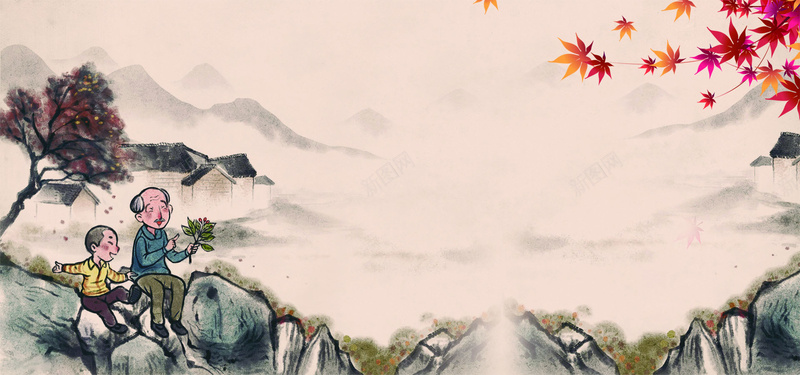 老年公寓重阳节psd设计背景_新图网 https://ixintu.com 中国风 古典 海报banner 老年公寓 重阳节
