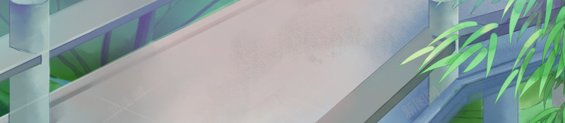 手绘远眺风景图psd设计背景_新图网 https://ixintu.com 小亭子 山 手绘 晕染 树 水墨元素 竹枝 荷花 风景图