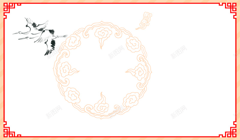 中国风山水画边框海报PSD背景psd设计背景_新图网 https://ixintu.com 中国风 中式边框 墨迹 山峰 山水画 山脉 树木 水墨画 白鹤 祥云