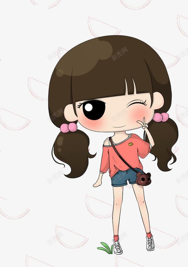 绑麻花辫的可爱小女孩png免抠素材_新图网 https://ixintu.com 卡通 可爱 小女孩 麻花辫