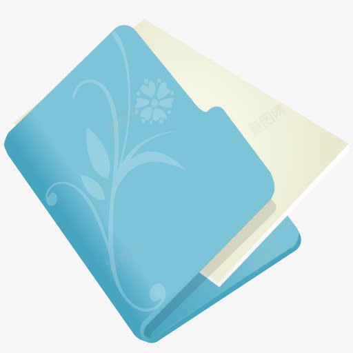 文件夹花蓝色图标png_新图网 https://ixintu.com blue flower folder 文件夹 花 蓝色的