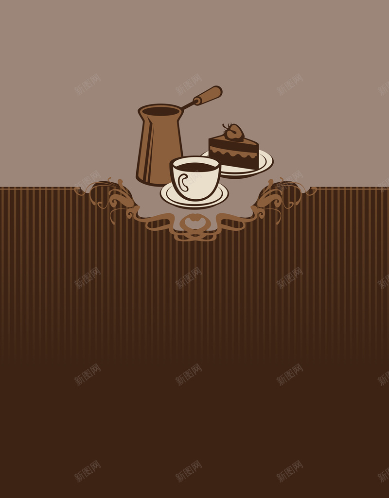 下午茶餐厅咖啡蛋糕美食菜谱背景矢量图ai设计背景_新图网 https://ixintu.com 下午茶 咖啡 咖啡色背景 复古 开心 文艺 条纹 矢量 美食 美食菜谱 背景素材 菜单 蛋糕 餐厅 矢量图
