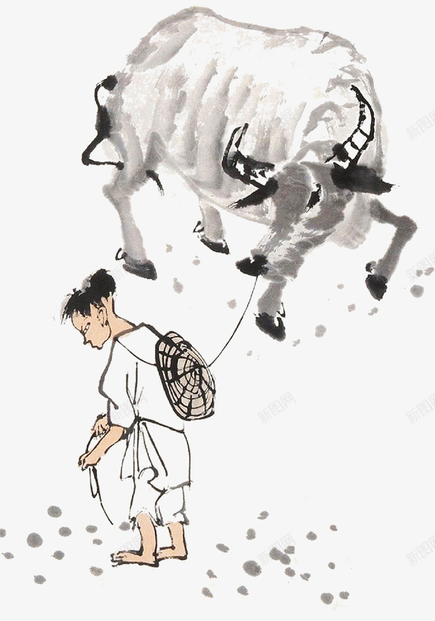 清明放牛的牧童水墨图png免抠素材_新图网 https://ixintu.com 免抠图 放牛的牧童水墨 水墨画 清明图片