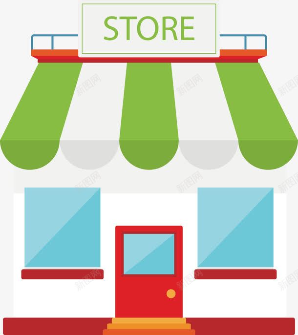 手绘商店矢量图ai免抠素材_新图网 https://ixintu.com 商店 扁平 手绘 矢量图