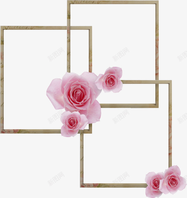 玫瑰花边框png免抠素材_新图网 https://ixintu.com 么规划 卡通 手绘 粉色 边框