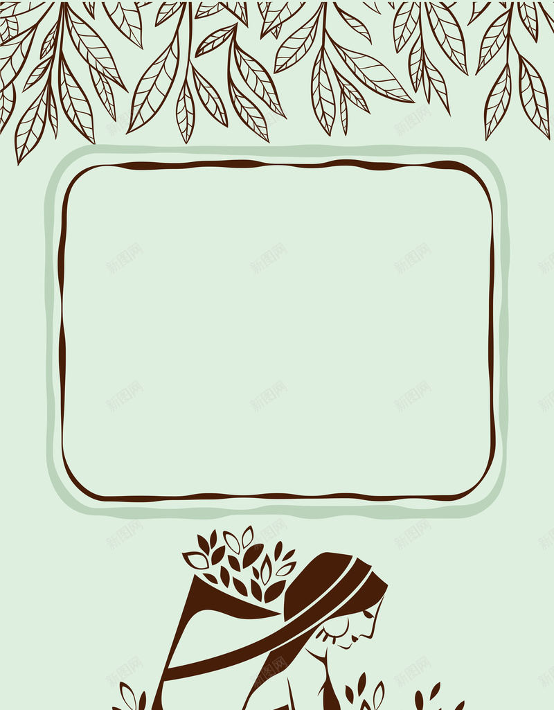 手绘唯美女子采摘茶叶平面广告矢量图ai设计背景_新图网 https://ixintu.com 唯美 女子 平面广告 手绘背景 插画 简约边框 边框 采摘茶叶 矢量图