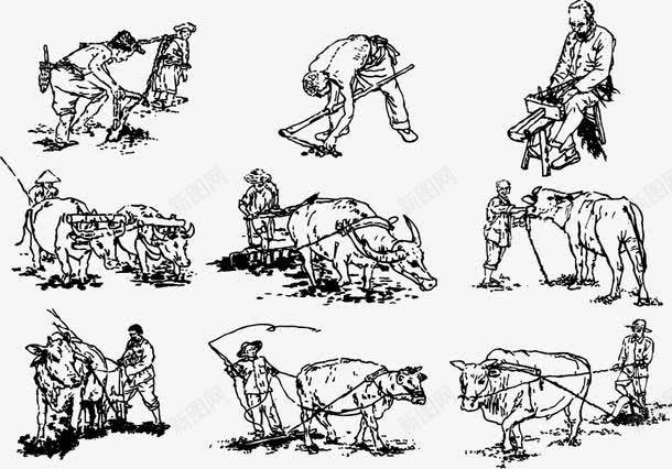 素描传统式农耕png免抠素材_新图网 https://ixintu.com 中国风 农耕 手绘 素描