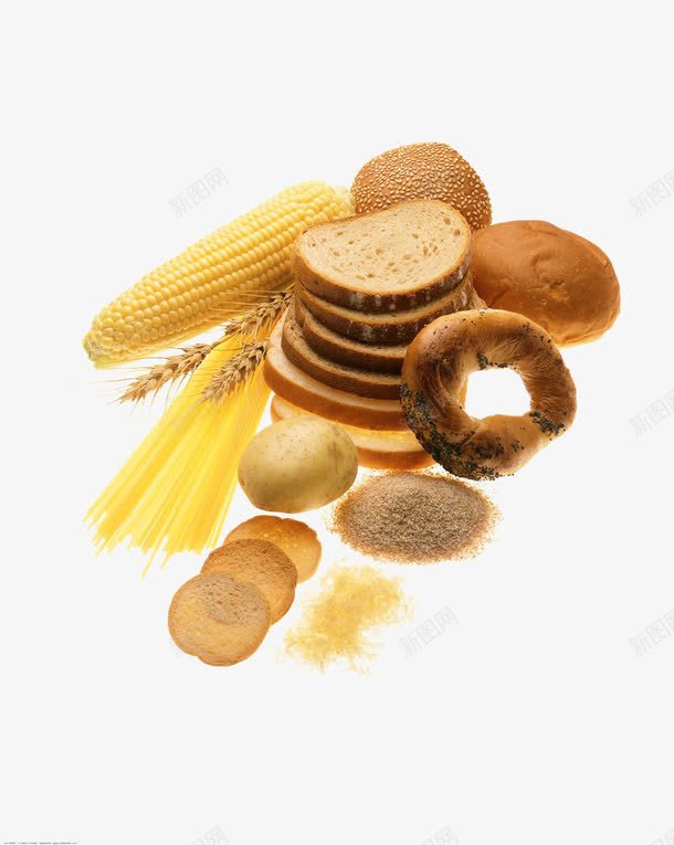 面食png免抠素材_新图网 https://ixintu.com 主食 豆类 面包 面条