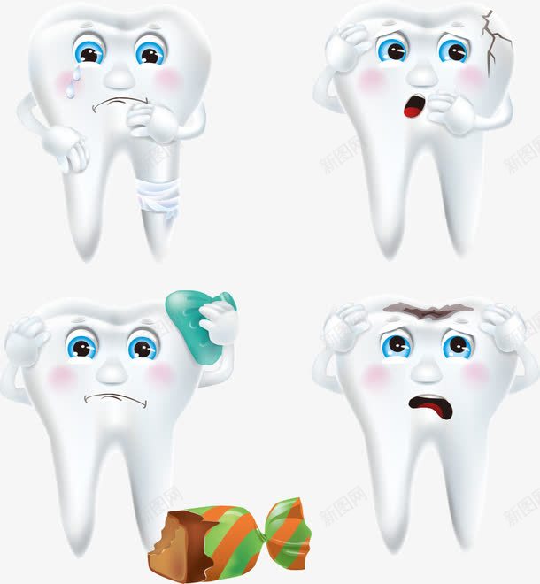 受伤哭泣的卡通牙齿png免抠素材_新图网 https://ixintu.com 卡通牙齿 哭泣牙齿 牙齿 牙齿修护卡通图 矢量牙齿