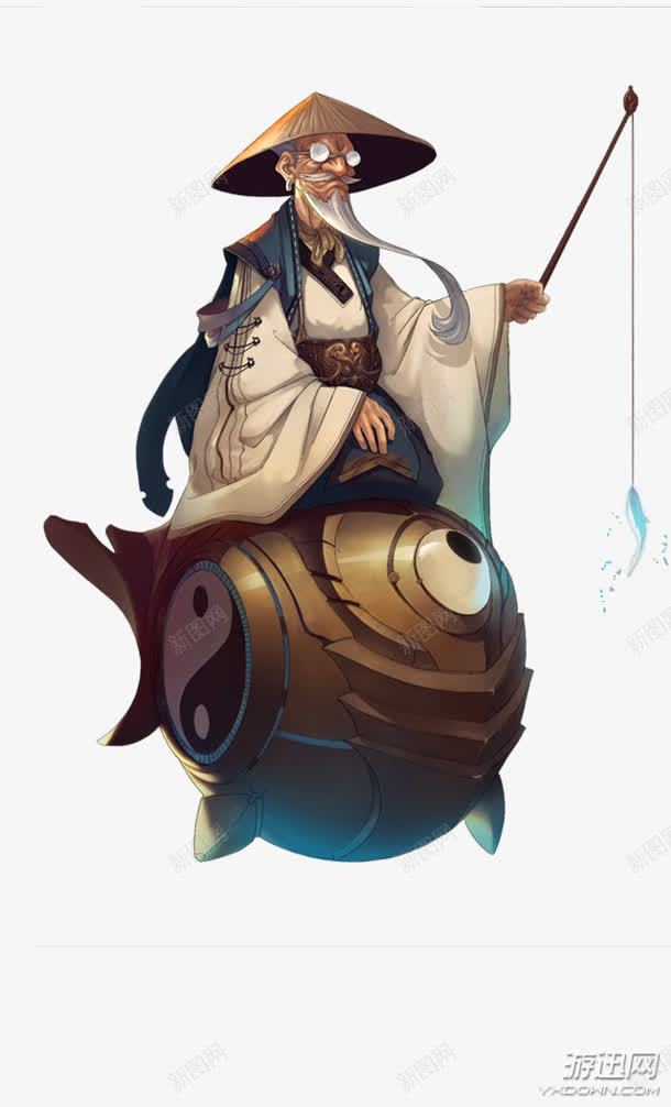 卡通白胡子钓鱼翁png免抠素材_新图网 https://ixintu.com 卡通 胡子 钓鱼