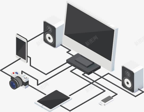 手绘电子设备链接png免抠素材_新图网 https://ixintu.com 扁平 手绘 电子设备 链接