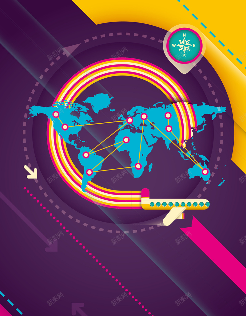 紫色矢量地图海报ai设计背景_新图网 https://ixintu.com 几何 地图 扁平 海报 渐变 矢量 紫色 矢量图