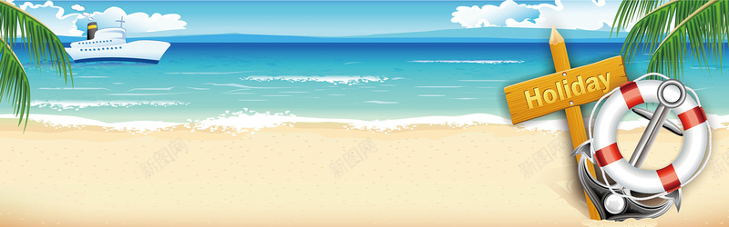 夏日海边清爽卡通banner矢量图ai设计背景_新图网 https://ixintu.com 卡通 夏日 度假风 手绘 海报banner 海边 清爽 童趣 矢量图