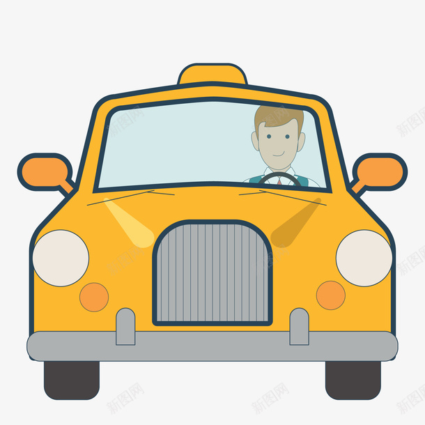 黄色的出租车矢量图ai免抠素材_新图网 https://ixintu.com 人物设计 出租车 卡通 司机 手绘 新司机 矢量图 黄色