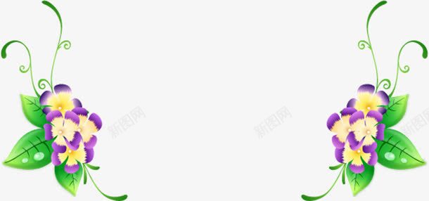 绿紫色花朵装饰边框png免抠素材_新图网 https://ixintu.com 紫色 花朵 装饰 边框