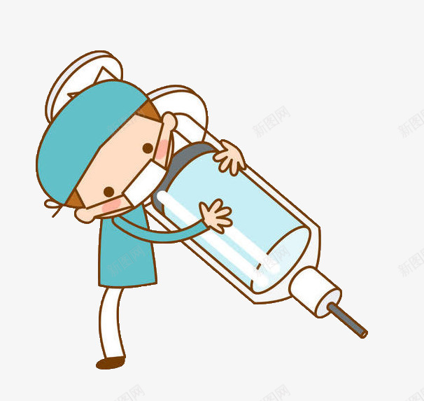 手绘卡通医生打针psd免抠素材_新图网 https://ixintu.com 医护人员 医生 卡通医生 手绘疫苗打针插画 打针 疫苗打针