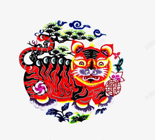 中国老虎刺绣png免抠素材_新图网 https://ixintu.com 元素 动物 手法