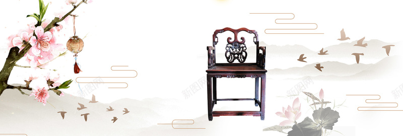 古典中国风桃花老榆木家具淘宝家装嘉年华psd设计背景_新图网 https://ixintu.com banner 中国风 古典 家装嘉年华 桃花 淘宝 电商海报 老榆木家具