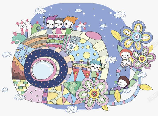 创意相机png免抠素材_新图网 https://ixintu.com 创意 卡通 学生 孩子 手绘 水彩 相机 蓝色