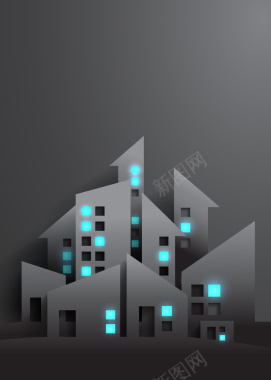 3D剪纸风格城市建筑夜景背景矢量图背景