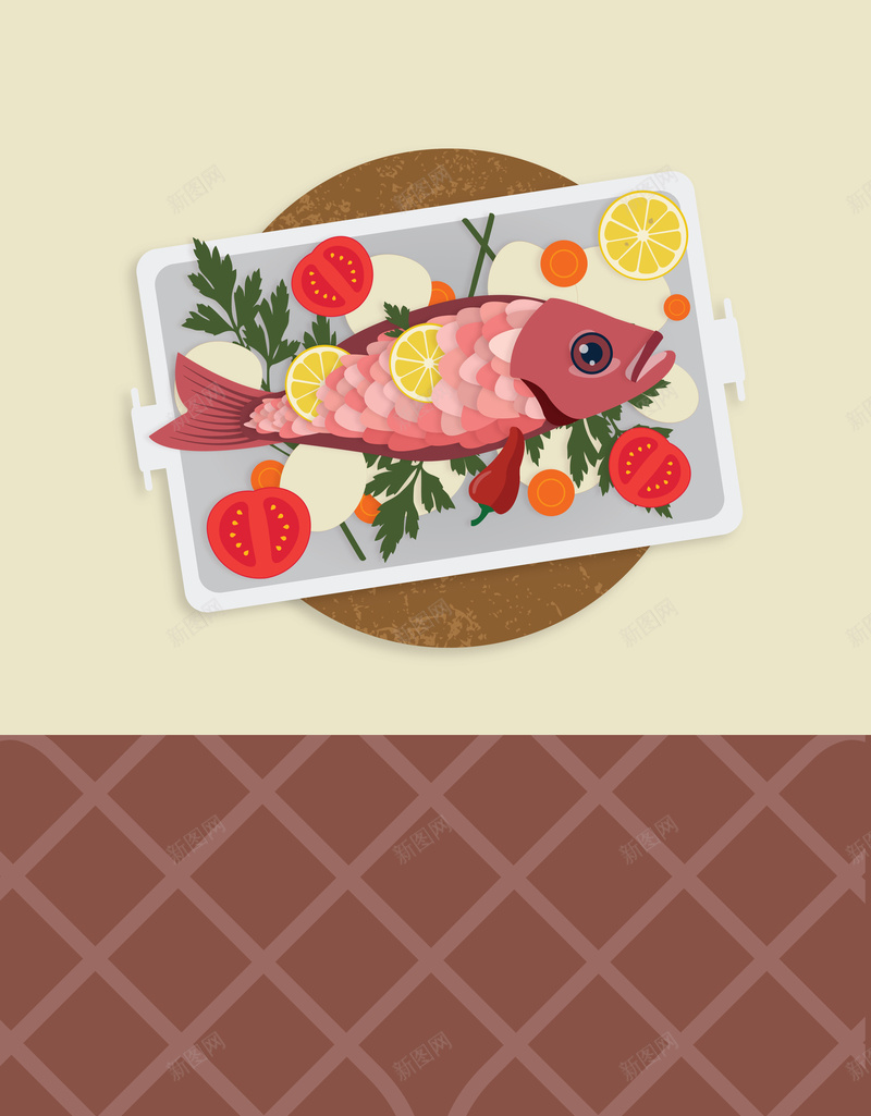 美食鱼料理日本美食矢量背景ai设计背景_新图网 https://ixintu.com 开心 文艺复古餐厅菜单背景 日本料理美食海报 海鲜美食海报 美食鱼矢量素材 矢量图