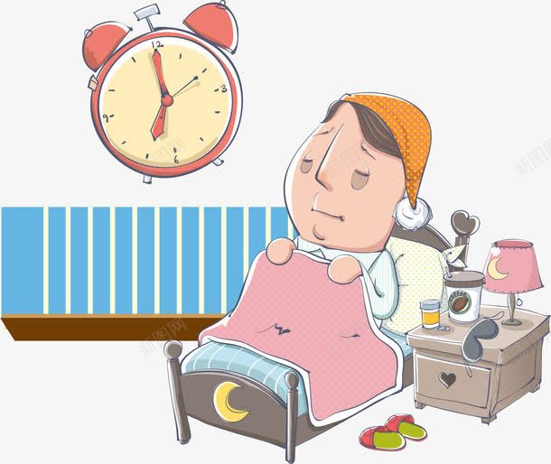 手绘失眠png免抠素材_新图网 https://ixintu.com 失眠 手绘 深夜