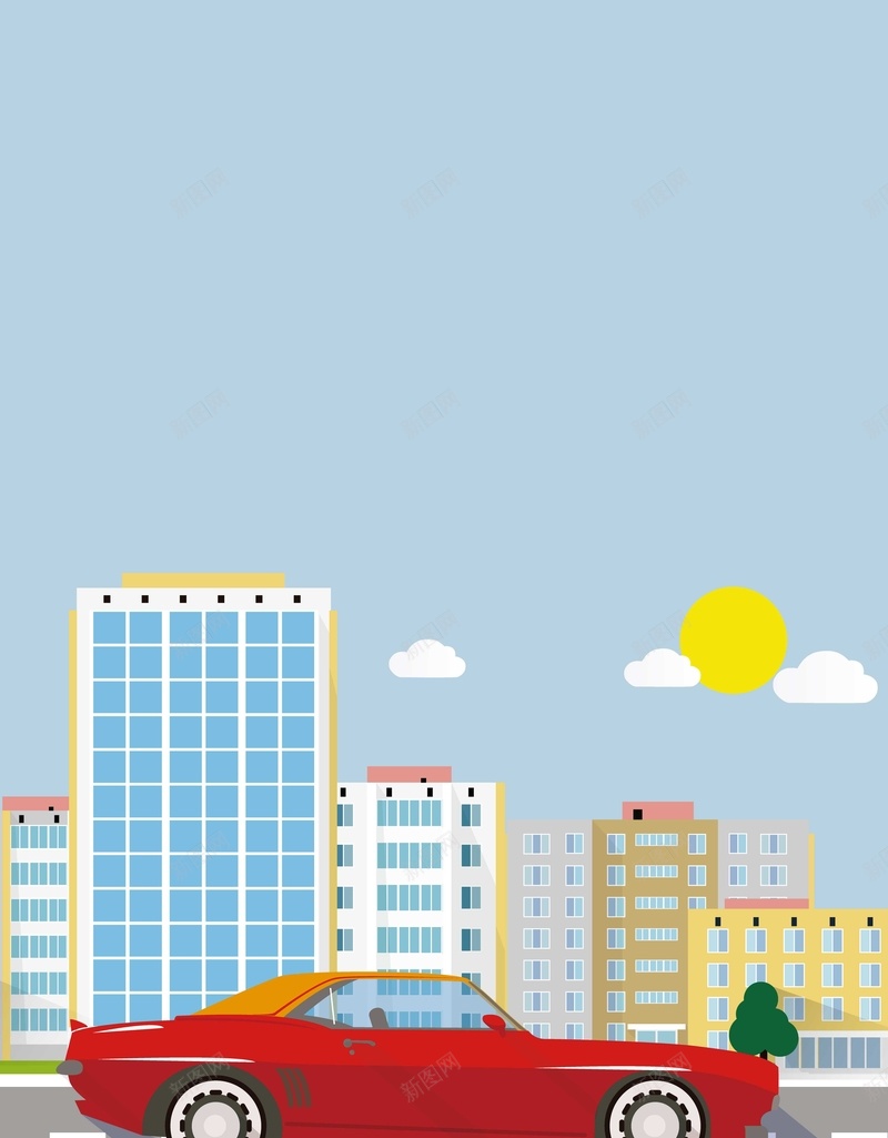 扁平化城市建筑背景装饰矢量图ai设计背景_新图网 https://ixintu.com 几何 几何图形 城市建筑 扁平 扁平化 楼房 汽车 渐变 矢量背景装饰 矢量图