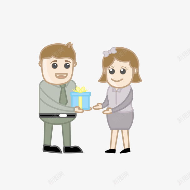 卡通赠送礼物的男子png免抠素材_新图网 https://ixintu.com 卡通商务风 商务 商务男女 扁平化 赠送礼物