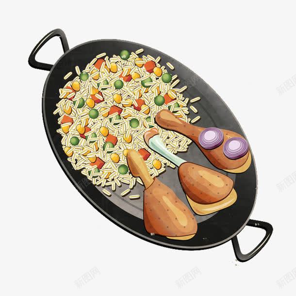 平底锅鸡腿玉米青豆炒饭png免抠素材_新图网 https://ixintu.com 平底锅 炒饭 玉米青豆 鸡腿