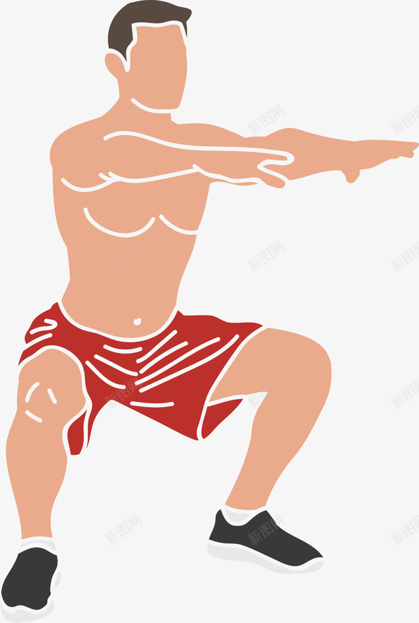 马步锻炼手绘男人png免抠素材_新图网 https://ixintu.com 健康 健身房 强壮男人 强身健体 手绘男人 运动健身 锻炼