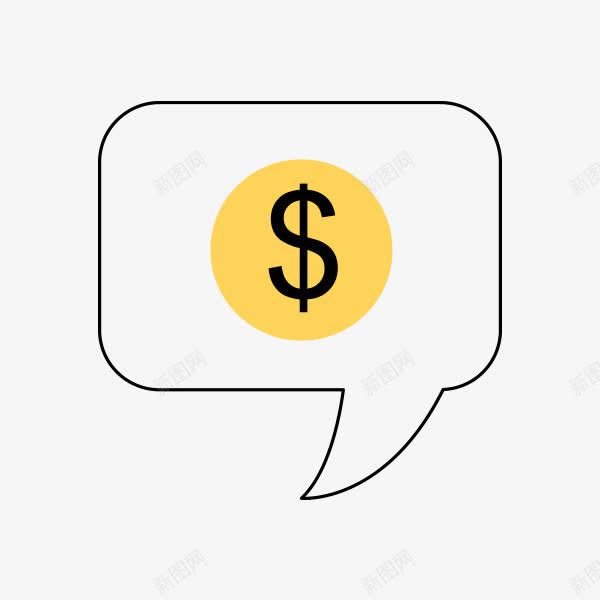 金钱消息框png免抠素材_新图网 https://ixintu.com 图形 美元 金钱标示 黄色