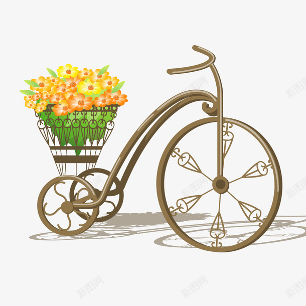 自行车花束png免抠素材_新图网 https://ixintu.com 几何 复古 自行车 花束