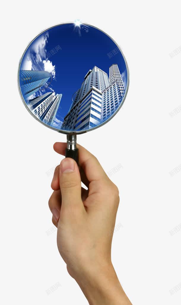 唯美精美手拿放大镜看城市png免抠素材_新图网 https://ixintu.com 唯美 城市 手 放大镜 精美