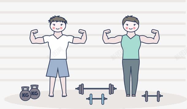 运动的男孩子png免抠素材_新图网 https://ixintu.com 举重 体能训练 健身房 卡通 哑铃