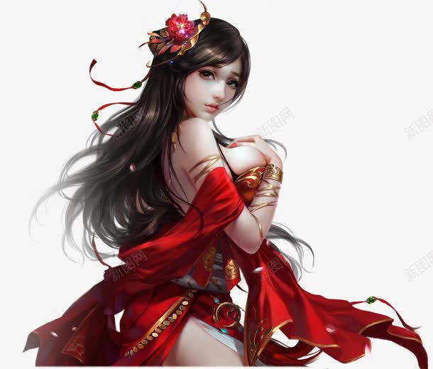 手绘红袍抚胸女子png免抠素材_新图网 https://ixintu.com 女子 手绘 抚胸
