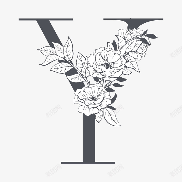 素雅花枝字母Y矢量图ai免抠素材_新图网 https://ixintu.com Y 字母 字母Y 素雅字母 艺术字 艺术字母 花朵 设计字体 设计字母 矢量图