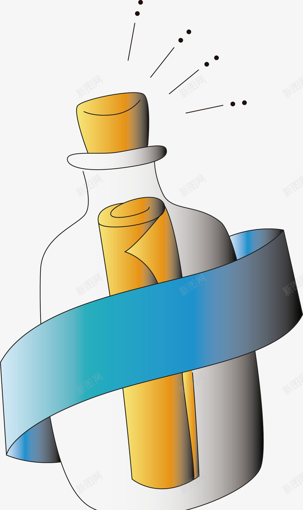卡通漂流瓶矢量图ai免抠素材_新图网 https://ixintu.com 卡通手绘 卡通水彩画 彩绘 漂流瓶 装饰图案 矢量图