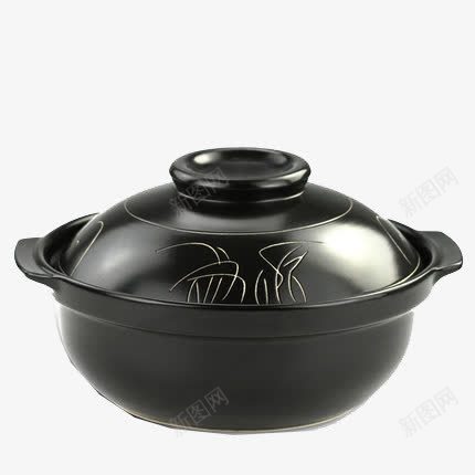 家用炖锅png免抠素材_新图网 https://ixintu.com 产品实物 养生煲 日用百货 汤锅 沙锅 炖锅 黑色