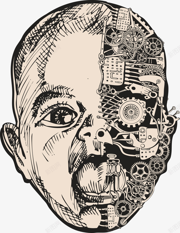 素描科技机器人大脑构造矢量图eps免抠素材_新图网 https://ixintu.com 手绘 机器人 科技 素描 矢量图