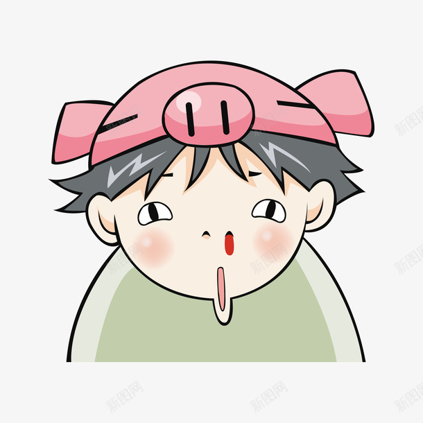 头套男孩png免抠素材_新图网 https://ixintu.com 卡通少年 卡通手绘 头套男孩 水彩画 猪头