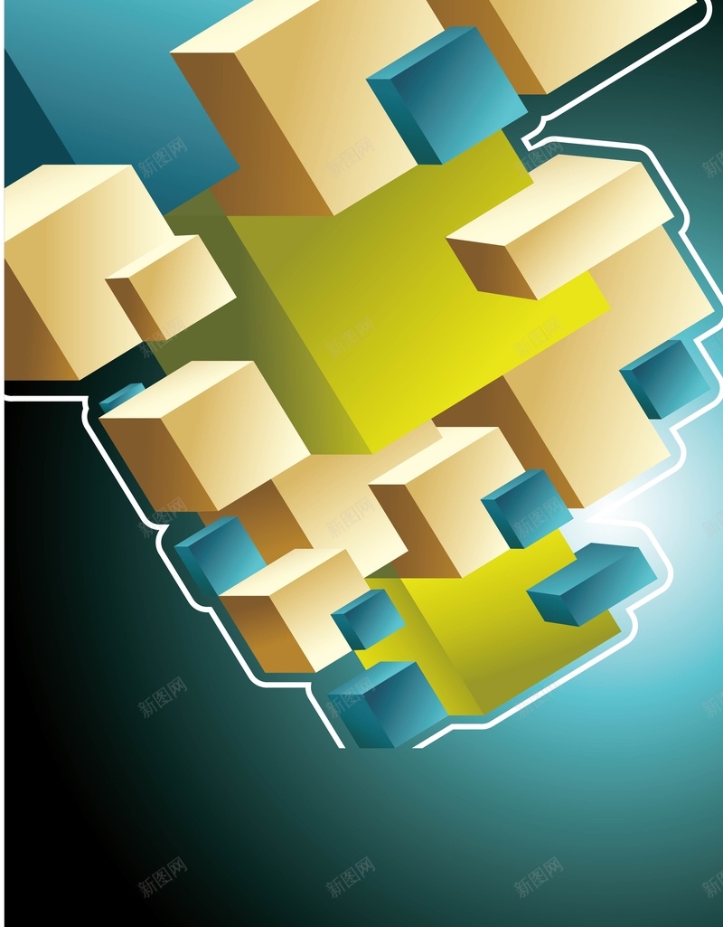 黄色立体方块背景矢量图ai设计背景_新图网 https://ixintu.com AI 光晕 几何 四边形 方块 海报 温暖 矢量素材 绿色 背景 虚线 高清背景设计图 矢量图