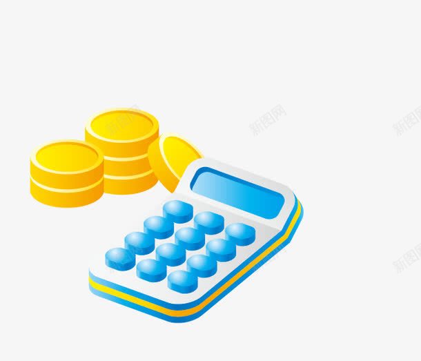 卡通蓝色计算器png免抠素材_新图网 https://ixintu.com 卡通 计算器 金币 金融