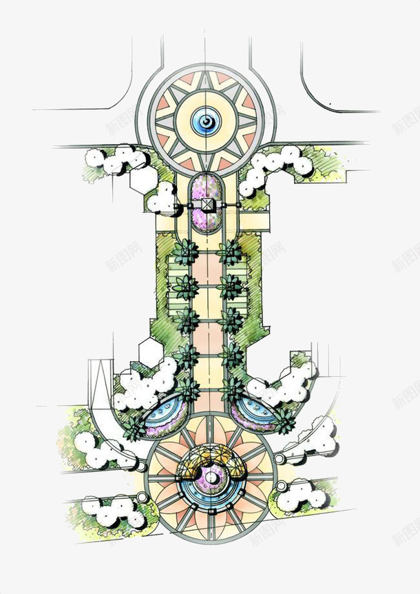 广场png免抠素材_新图网 https://ixintu.com 广场路树手绘