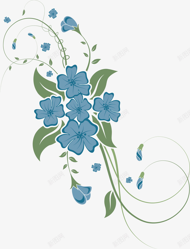 蓝色鲜花矢量图ai免抠素材_新图网 https://ixintu.com 花束 蓝色 鲜花 矢量图