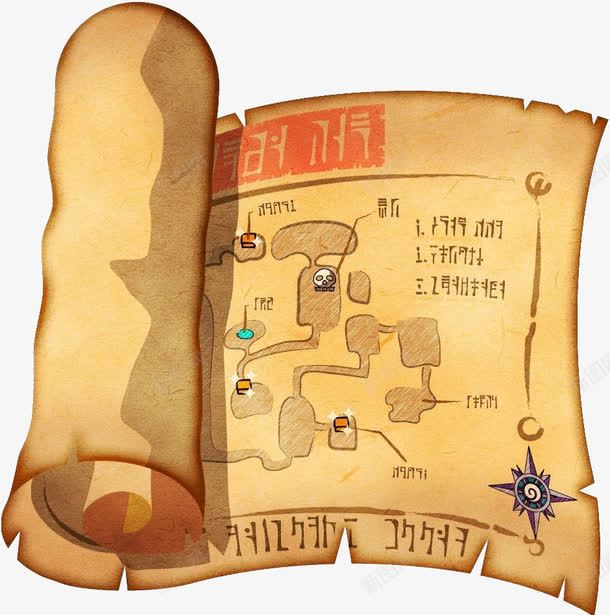 手绘破旧地图png免抠素材_新图网 https://ixintu.com 地图 手绘 游戏 破旧