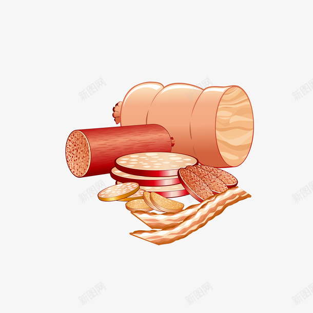 手绘香肠火腿矢量图eps免抠素材_新图网 https://ixintu.com 300像素图 EPS图免抠 大图免抠 火腿 香肠 高清免抠 矢量图