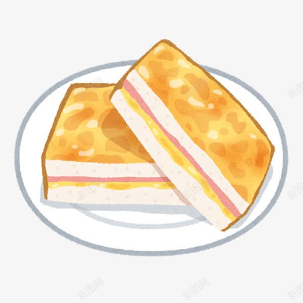 西式烤面包png免抠素材_新图网 https://ixintu.com 手绘 盘子 面包 食品 食物